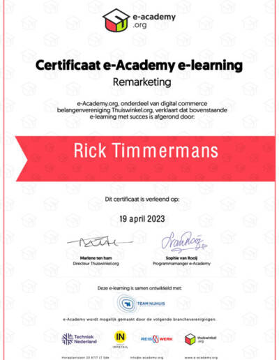 Certificaat-e-Academy-e-learning-Remarketing